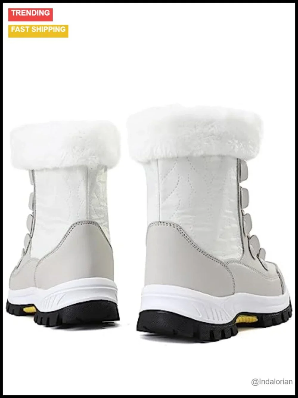 Waterproof Winter Snow Boots - Faux Fur Lined Mid Calf Lightweight Walking